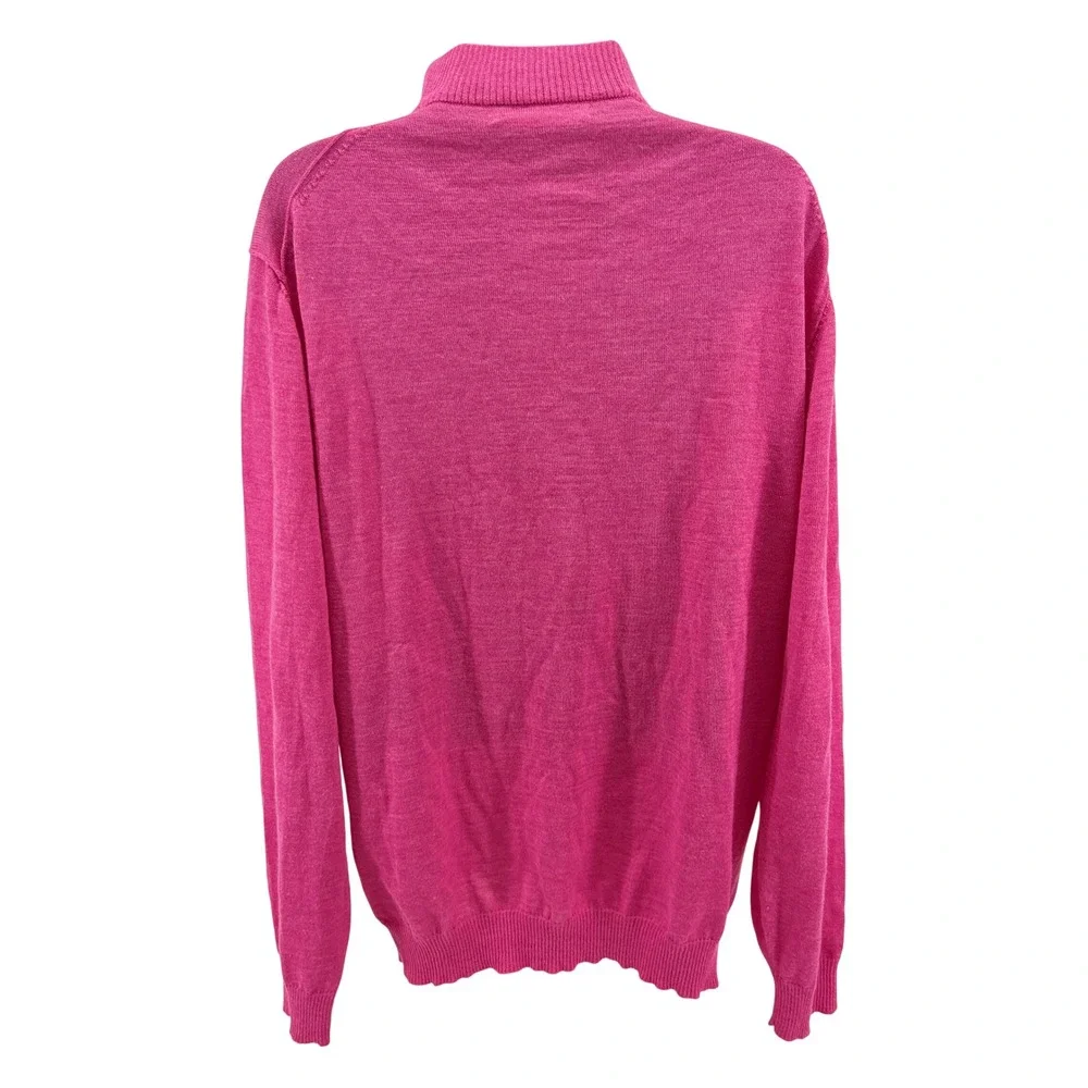 Kuna Sweater Womens XL Pink Baby Alpaca Silk Quarter Zip Mock Neck Knit Peru EUC